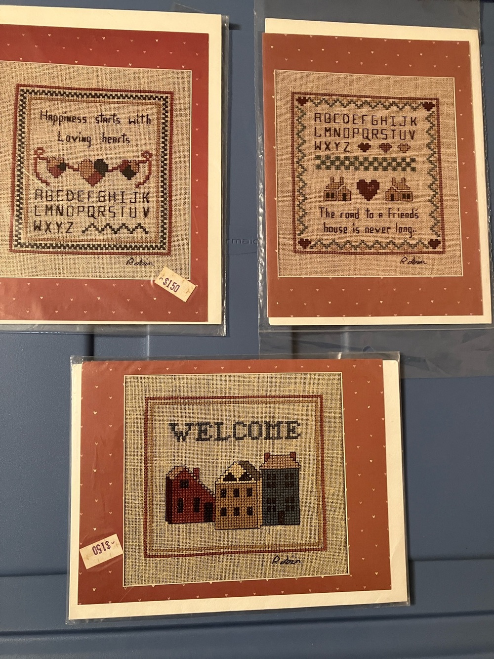 🧵3 Cross-Stitch pattern cards-New in package!